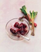 Rhubarb, apple and geranium jam