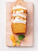 Sea buckthorn cake with a meringue topping
