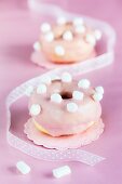 Marshmallow doughnuts with pink glaze