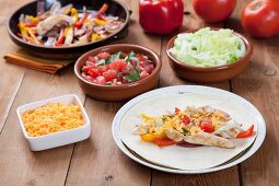 Chicken Fajita on a Plate; Fillings in Background