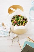 A salad of tabbouleh with chicken