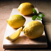 Lemons on a wooden board