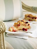 Two slices of apple and cranberry cake