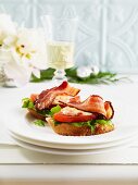 Open BLT sandwiches for Christmas