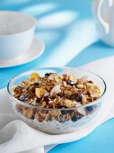 Muesli with dried fruits, nuts and cornflakes
