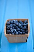 Wooden Carton of Fresh Blueberries