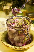 Preserved herrings with onions for Easter