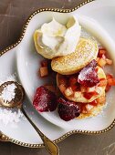 Apple fritters with lemon cream and compote