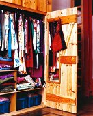 A wardrobe made from natural wood