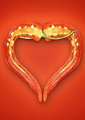 A halved chilli pepper in a heart-shape
