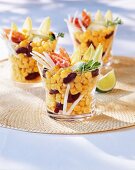 Corn salad with kidney beans, bacon and chicory