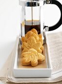 Autumn leaf biscuits with coffee cream