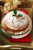Lemon cake dusted with icing sugar for Christmas