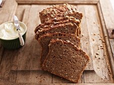 Wholemeal bread on a chopping board