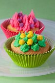 Cupcakes with colourful frosting