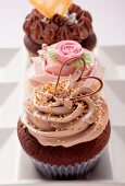 Cupcakes decorated with sugar beads