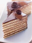 Slices of Prinzregententorte (Bavarian chocolate sponge cake)