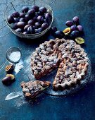 Plum cake dusted with icing sugar
