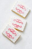 Pink and white biscuits