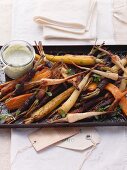 Oven-baked root vegetables