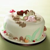 A cake decorated with marzipan