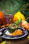 Stuffed squash with carrot salad