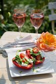 Peppers stuffed with potato and tomato salad