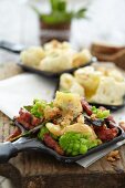 Raclette with romanesco cauliflower and bacon, cauliflower Raclette