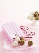 Truffle pralines with pistachios and coconut for Mother's Day