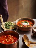 Chickpea soup with roasted tomatoes and chermoula