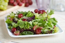 Organic Mixed Green Salad with Red and Green Grapes