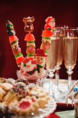 Festive Christmas Pops on a Dessert Table with Champagne