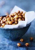 Spicy chickpeas in a small bowl