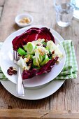 Autumn salad of radicchio, leek, pears and cranberries