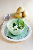 Potato soup with cucumber and dill