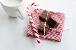 Chocolate confectionery with a candy cane