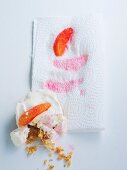 Individual creamy layer cake with blood orange segments