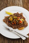 Grilled blade steak with tomato salad