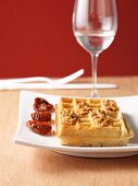 Parmesan waffles with tomato pesto