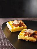 Waffles with truffle oil and goose liver