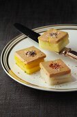 Fruit squares topped with goose liver