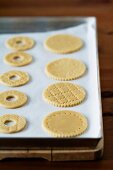 Unbaked shortcrust pastry biscuits