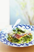 Asparagus lasagne with peas and beans