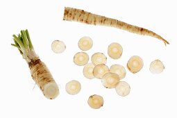 Parsley root in slices and pieces