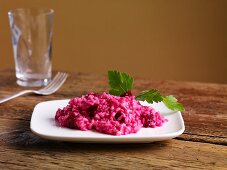 Risotto with red beets