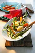Green beans with potatoes and carrots