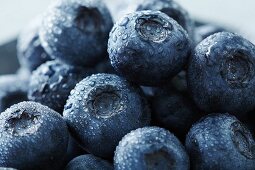 Blueberries with drops of water