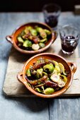 Brussels sprouts with dates and red onions