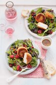 Summer salad with baked Camembert