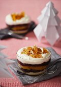 Christmas chocolate trifle with oranges and almond brittle